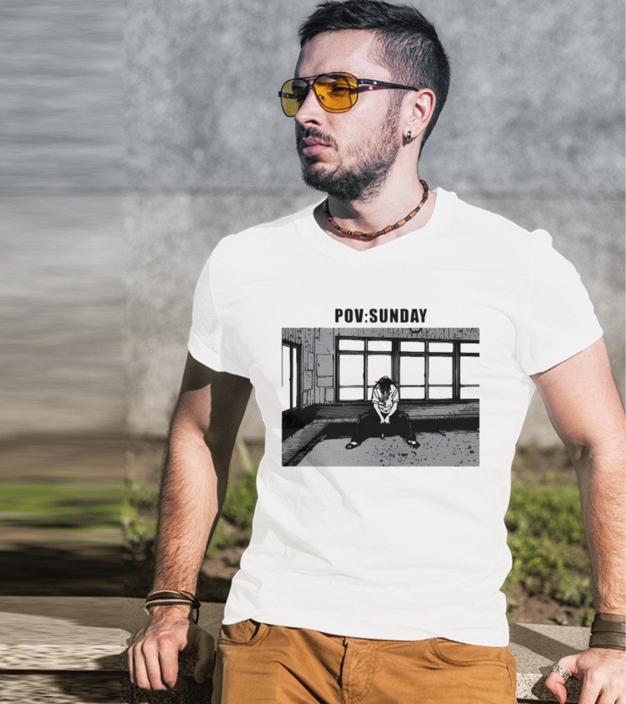 POV Sunday Manga Style Sit Alone Scene T-Shirt