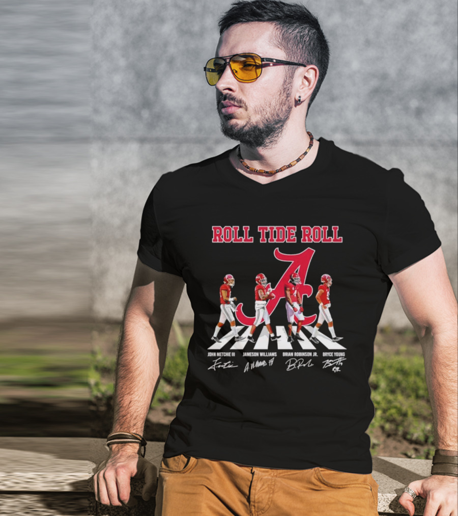 Roll Tide Roll Abbey Road John Metchie III Jameson Williams Brian Robinson Jr Bryce Young Signatures T-Shirt