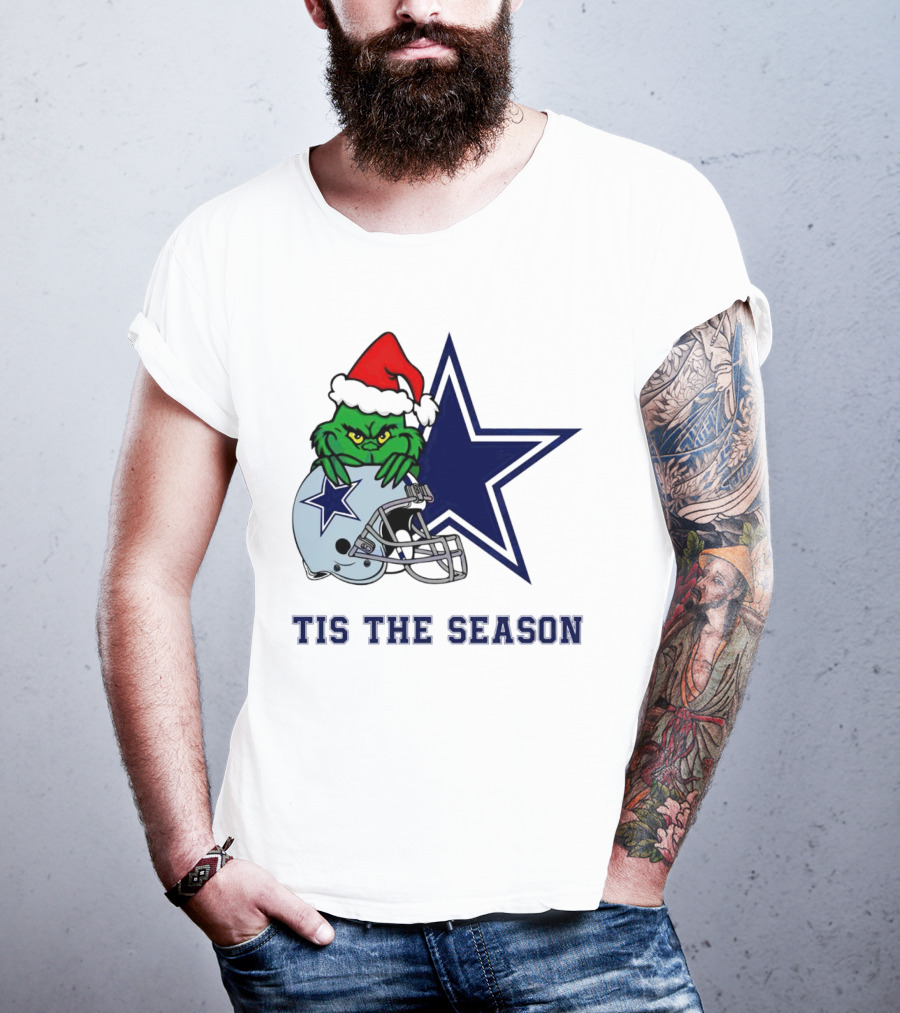 Santa Grinch Dallas Cowboys Tis The Season Christmas T-Shirt