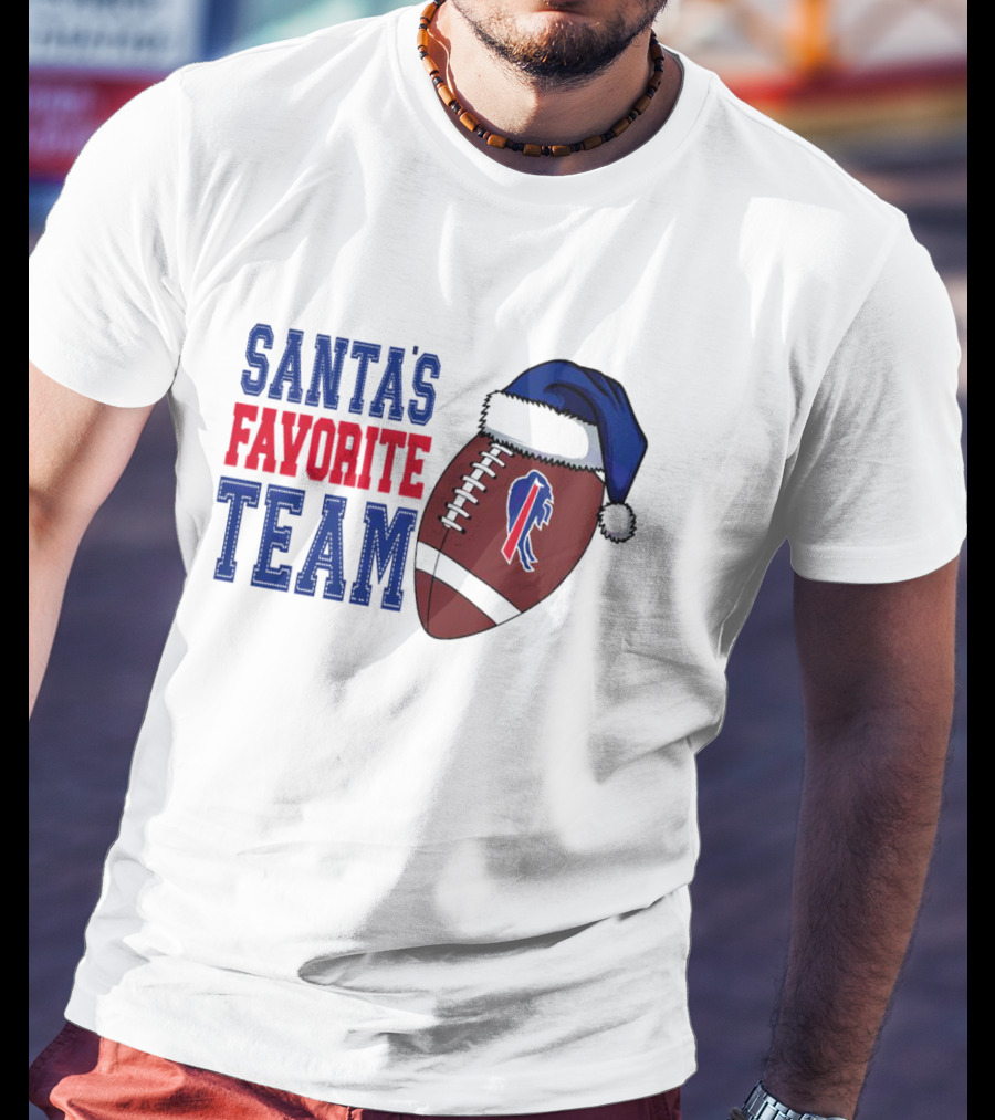 Santa's Favorite Team Buffalo Bills Christmas Football Holiday T-Shirt