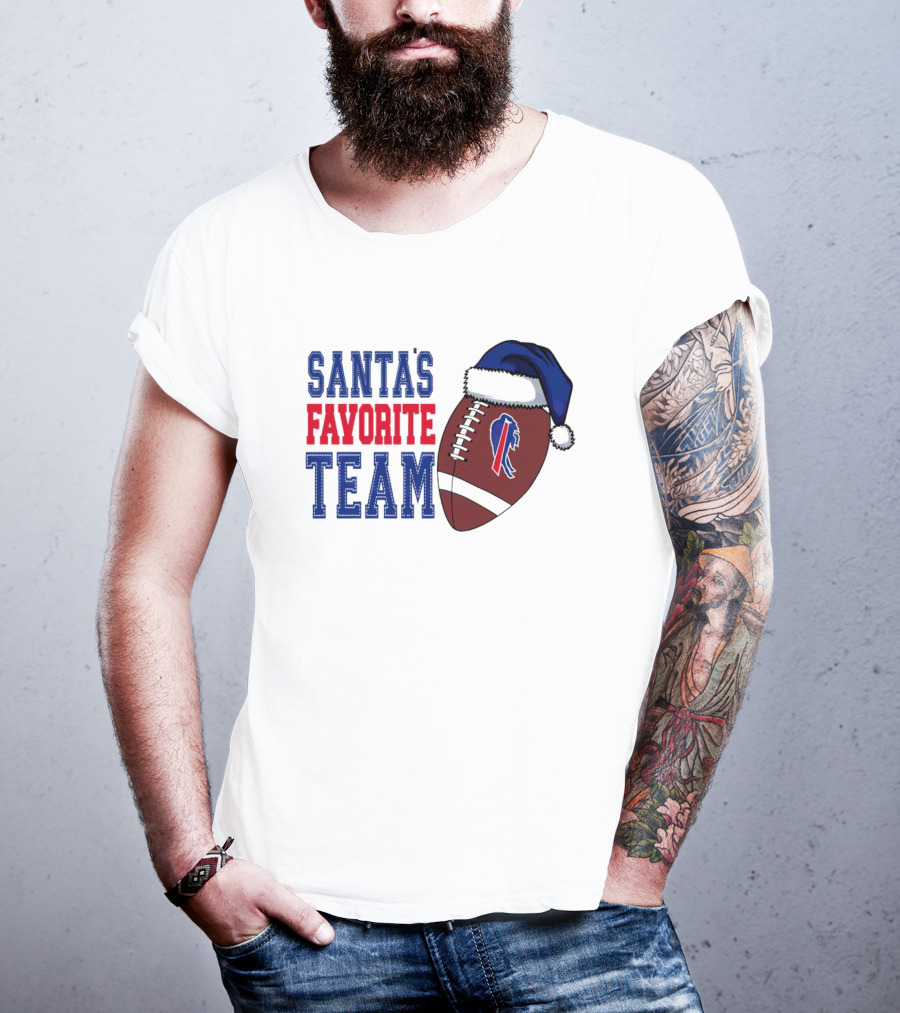 Santa's Favorite Team Buffalo Bills Christmas Football Holiday T-Shirt