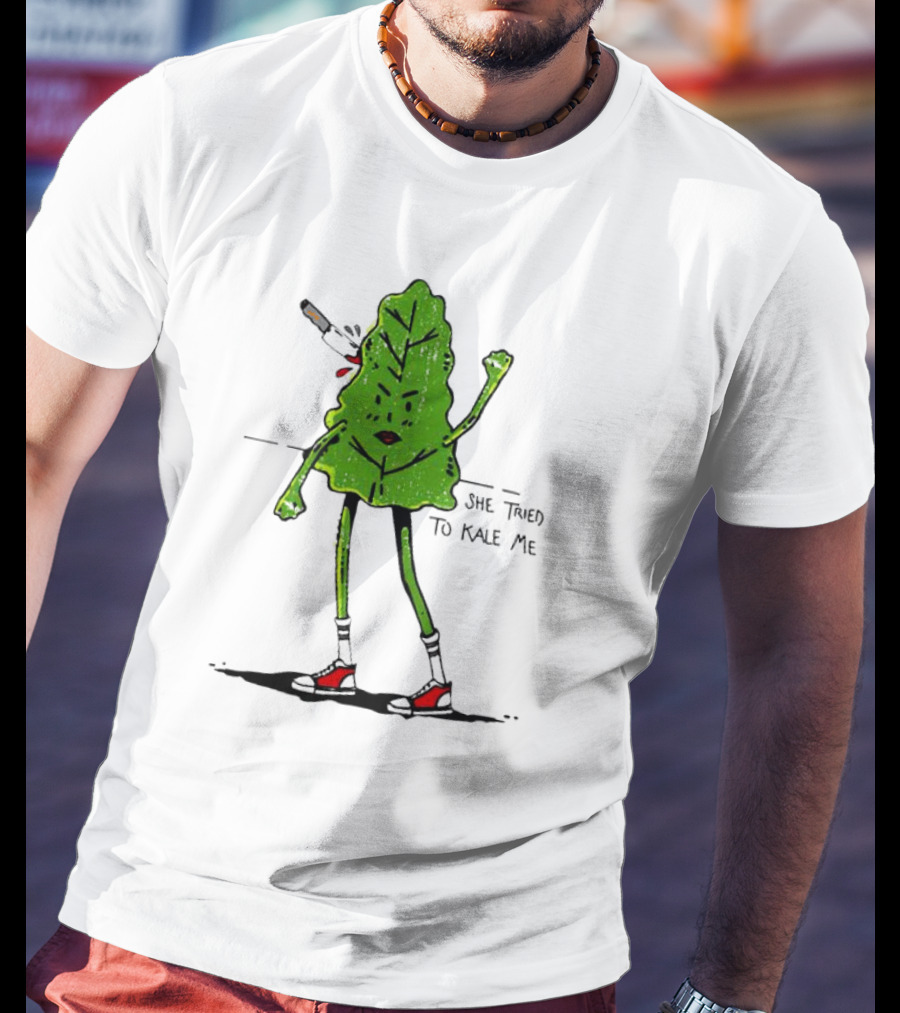 She Tried To Kale Me Smoking Kale Leaf Cartoon In Red Heels T-Shirt