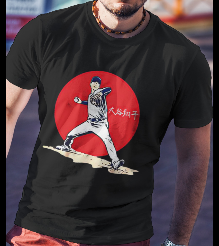 Shohei Ohtani Japanese Baseball Pitcher Icon Red Circle Kanji T-Shirt