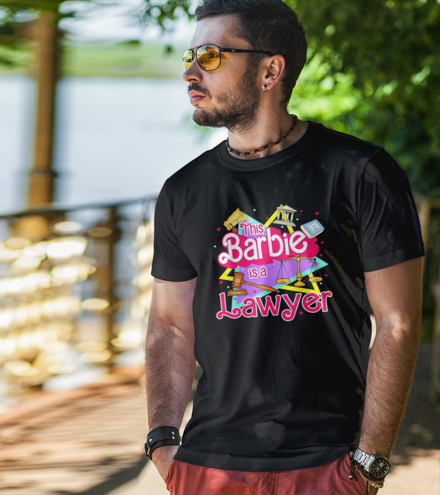 This Barbie Is A Lawyer With Scales Of Justice And Legal Icons T-Shirt