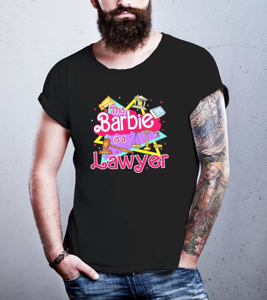 This Barbie Is A Lawyer With Scales Of Justice And Legal Icons T-Shirt