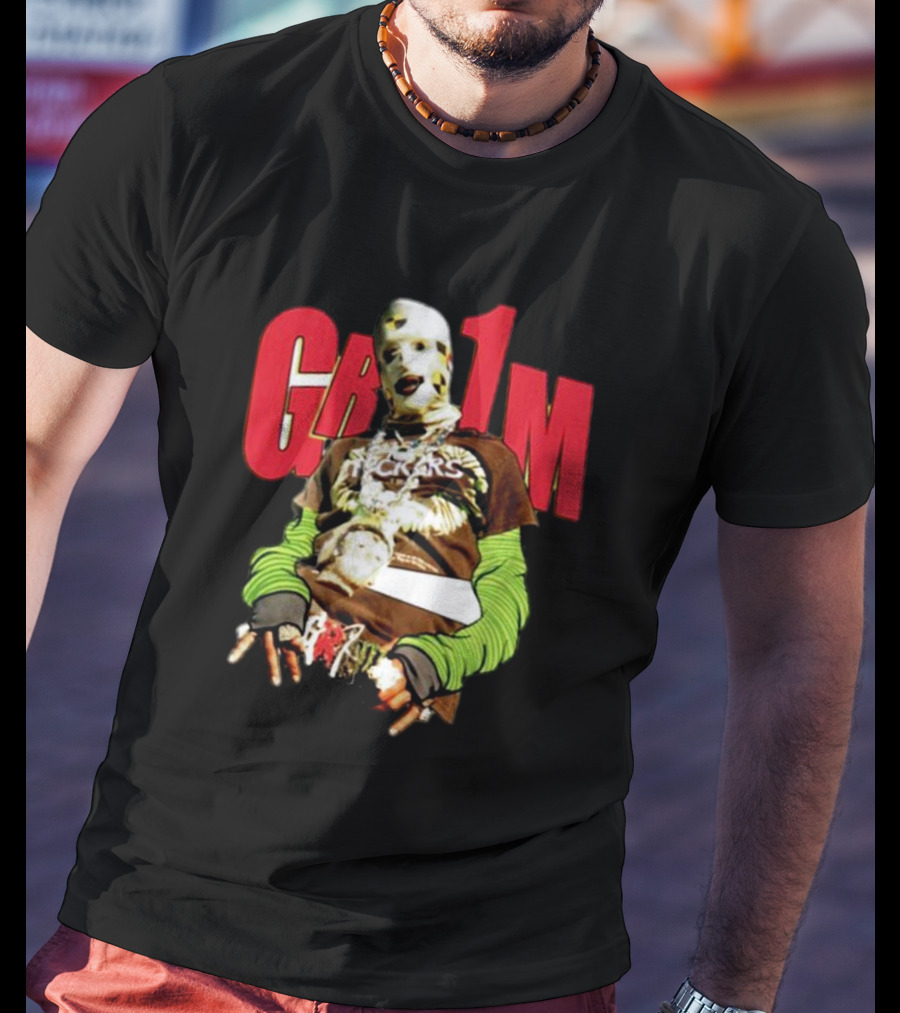AWGE Grim Masked Figure With Layers And Skeleton Hands T-Shirt
