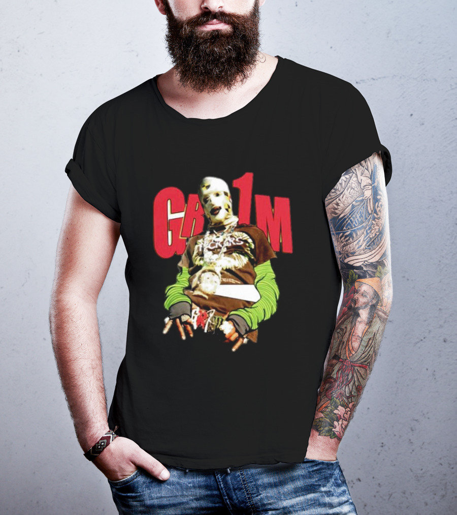 AWGE Grim Masked Figure With Layers And Skeleton Hands T-Shirt