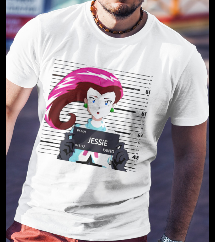 Jessie Mugshot Team Rocket Pokemon Anime T-Shirt