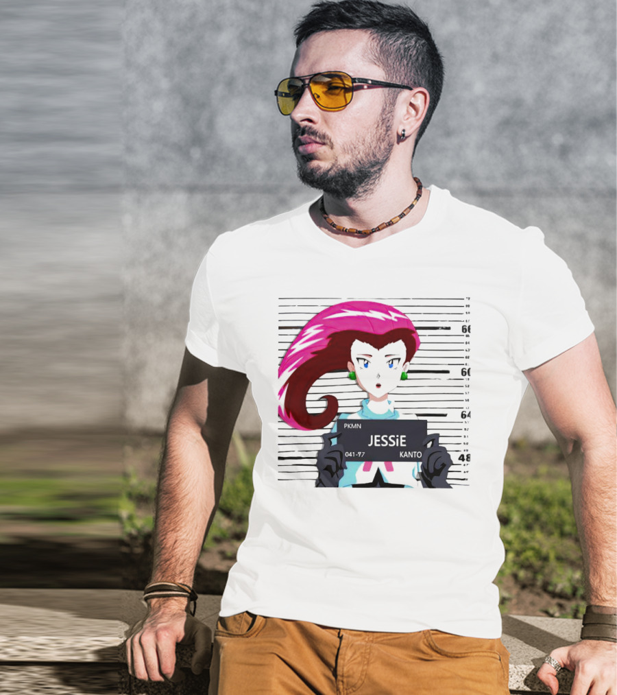 Jessie Mugshot Team Rocket Pokemon Anime T-Shirt