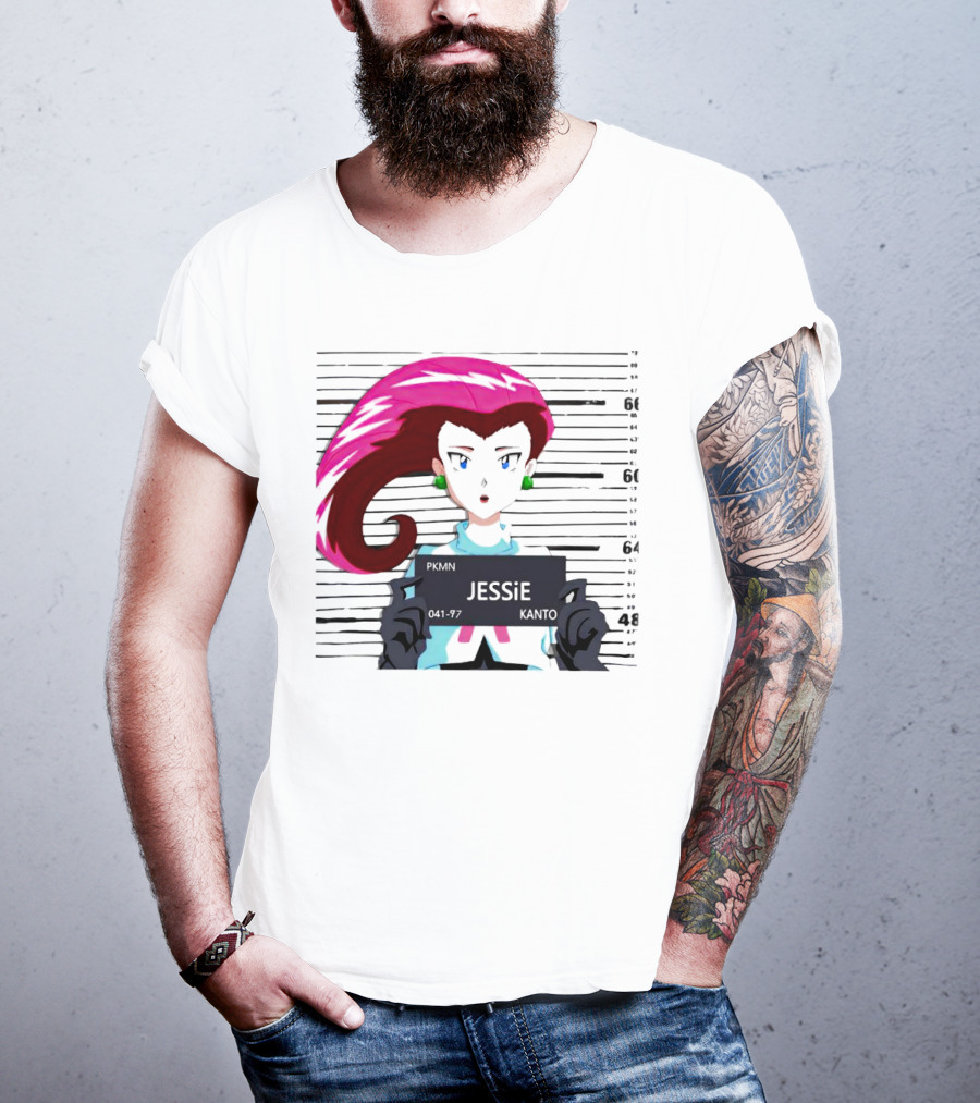 Jessie Mugshot Team Rocket Pokemon Anime T-Shirt