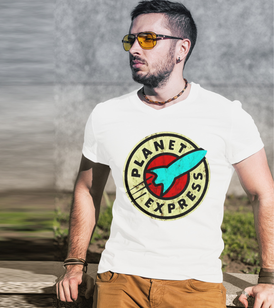 Retro Planet Express Rocket Emblem T-Shirt