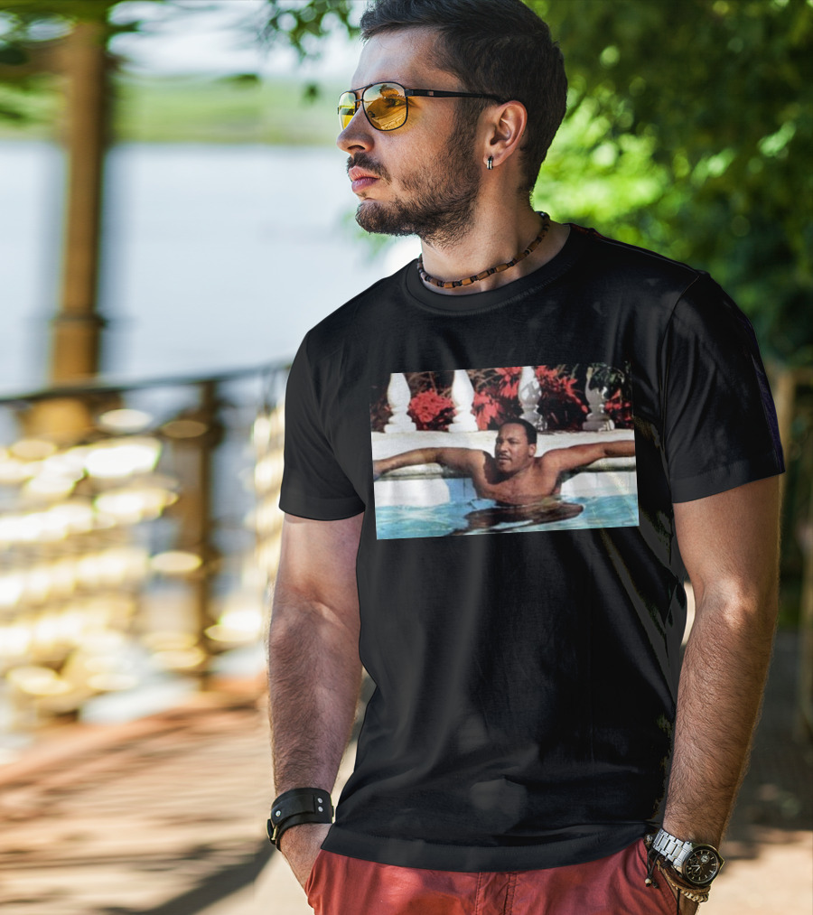 Martin Luther King Jr Relaxing In A Pool With Tropical Surroundings T-Shirt