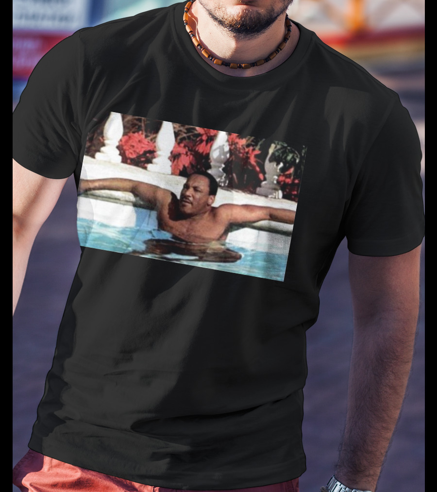 Martin Luther King Jr Relaxing In A Pool With Tropical Surroundings T-Shirt