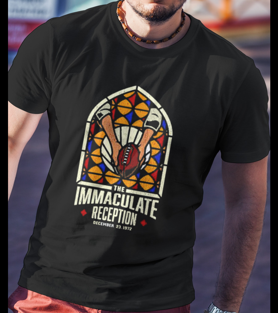 The Immaculate Reception December 23, 1972 Stained Glass Football Catch T-Shirt