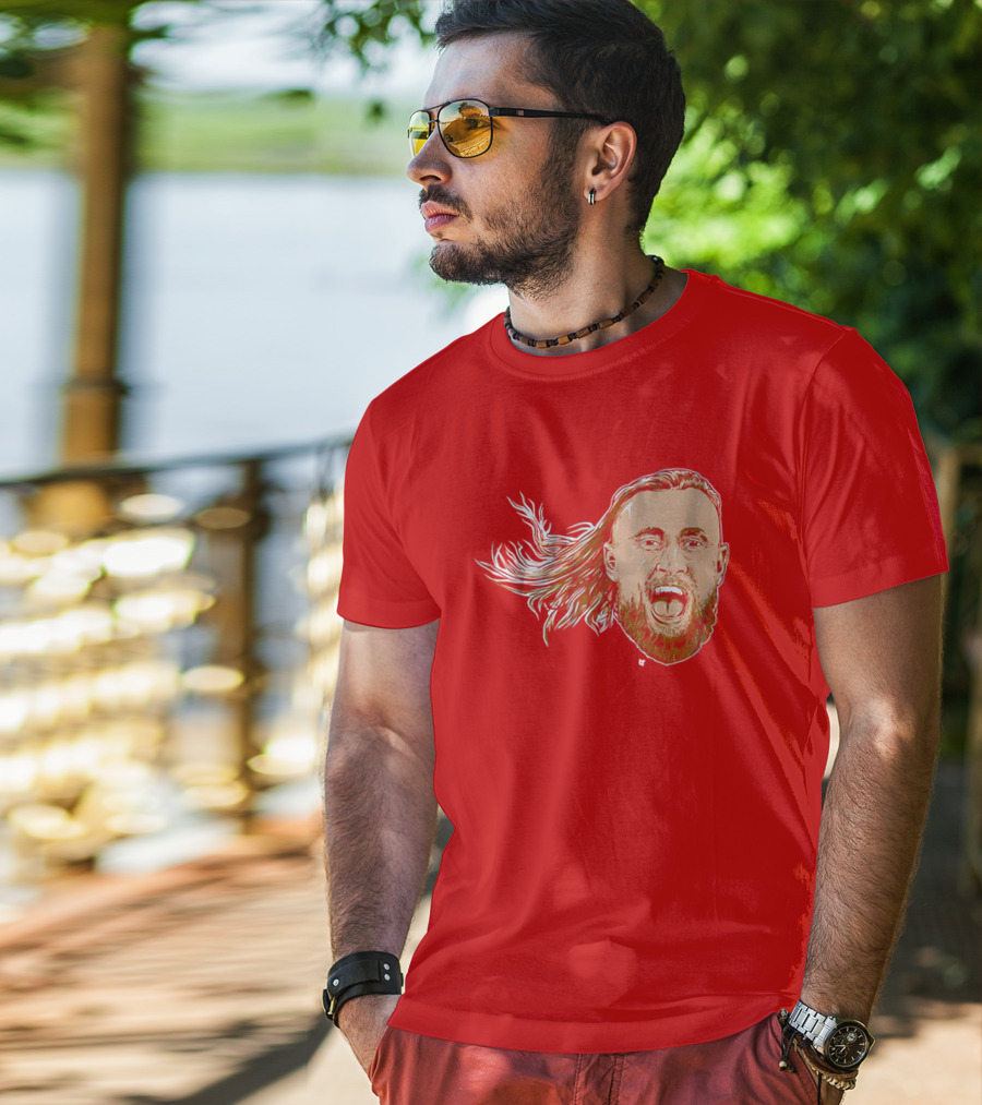 George Kittle Swag Head 49ers Red Beard Roaring Face T-Shirt