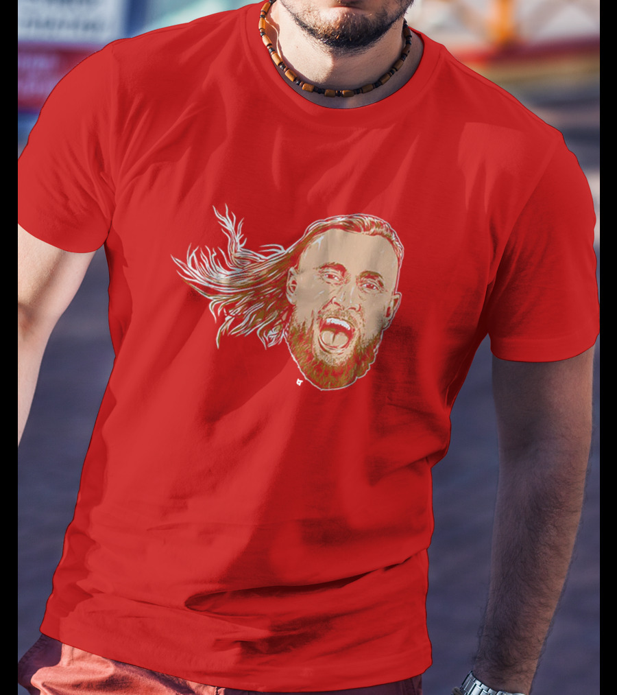 George Kittle Swag Head 49ers Red Beard Roaring Face T-Shirt