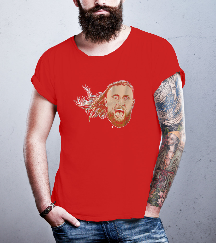 George Kittle Swag Head 49ers Red Beard Roaring Face T-Shirt