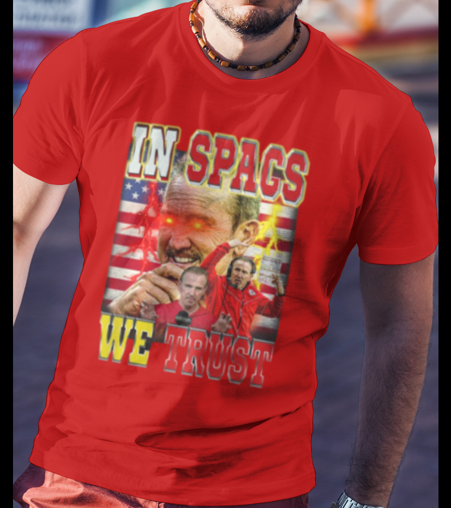 In Spags We Trust Chiefs USA Flag Football Coach Red Eyed T-Shirt