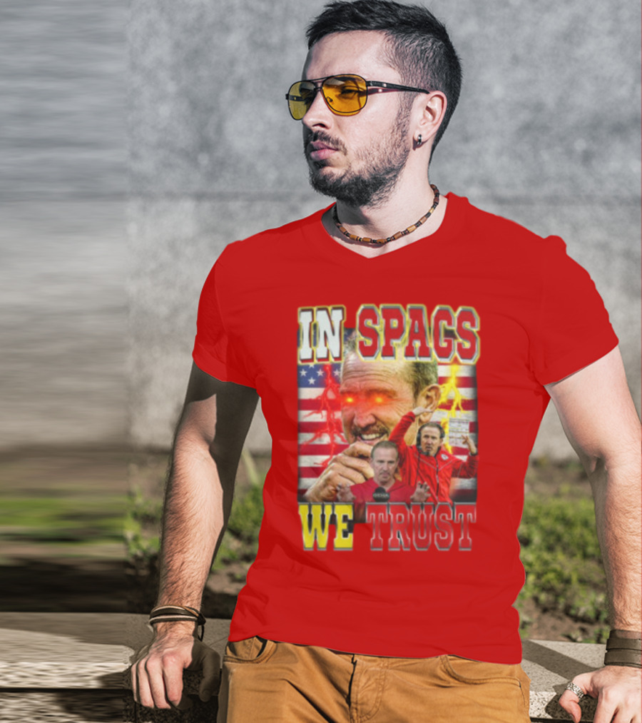 In Spags We Trust Chiefs USA Flag Football Coach Red Eyed T-Shirt