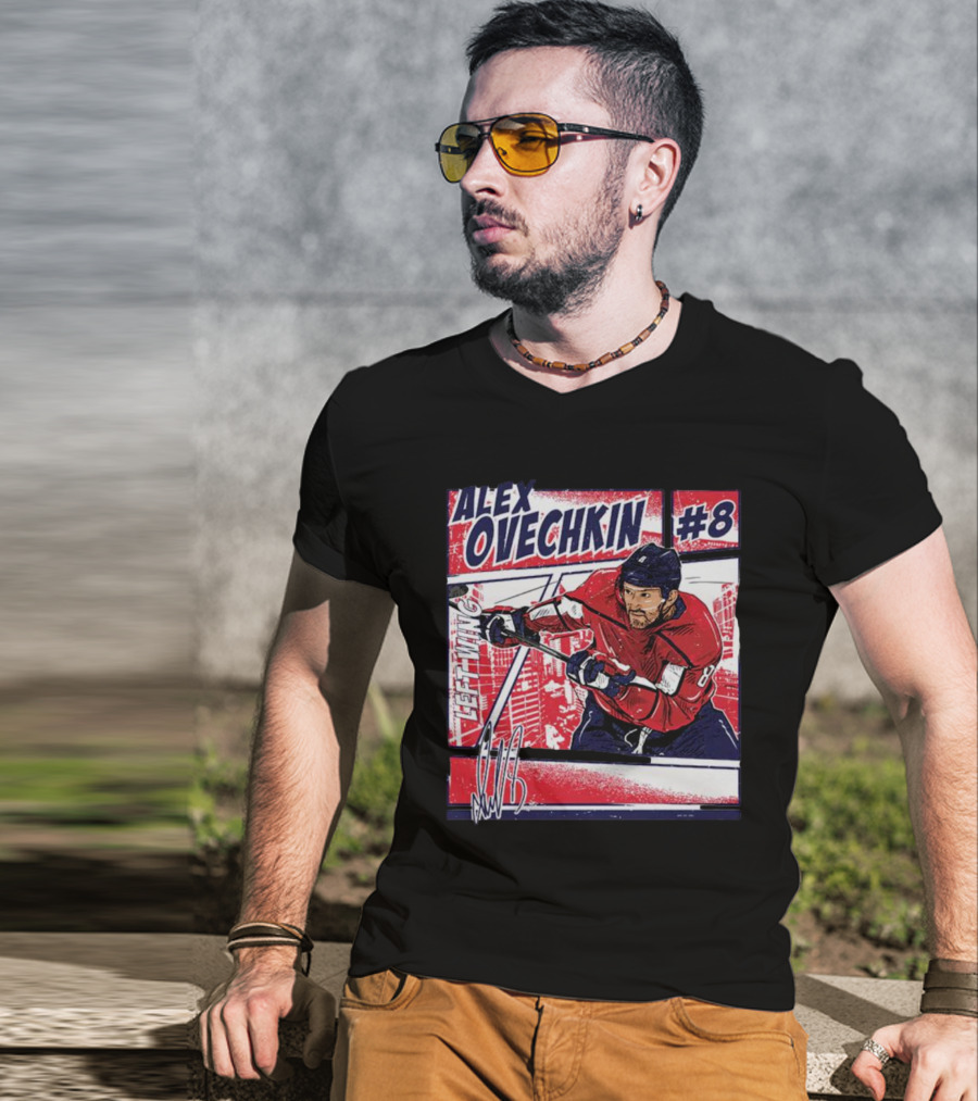 Alex Ovechkin #8 Washington Comic Left Wing Hockey T-Shirt