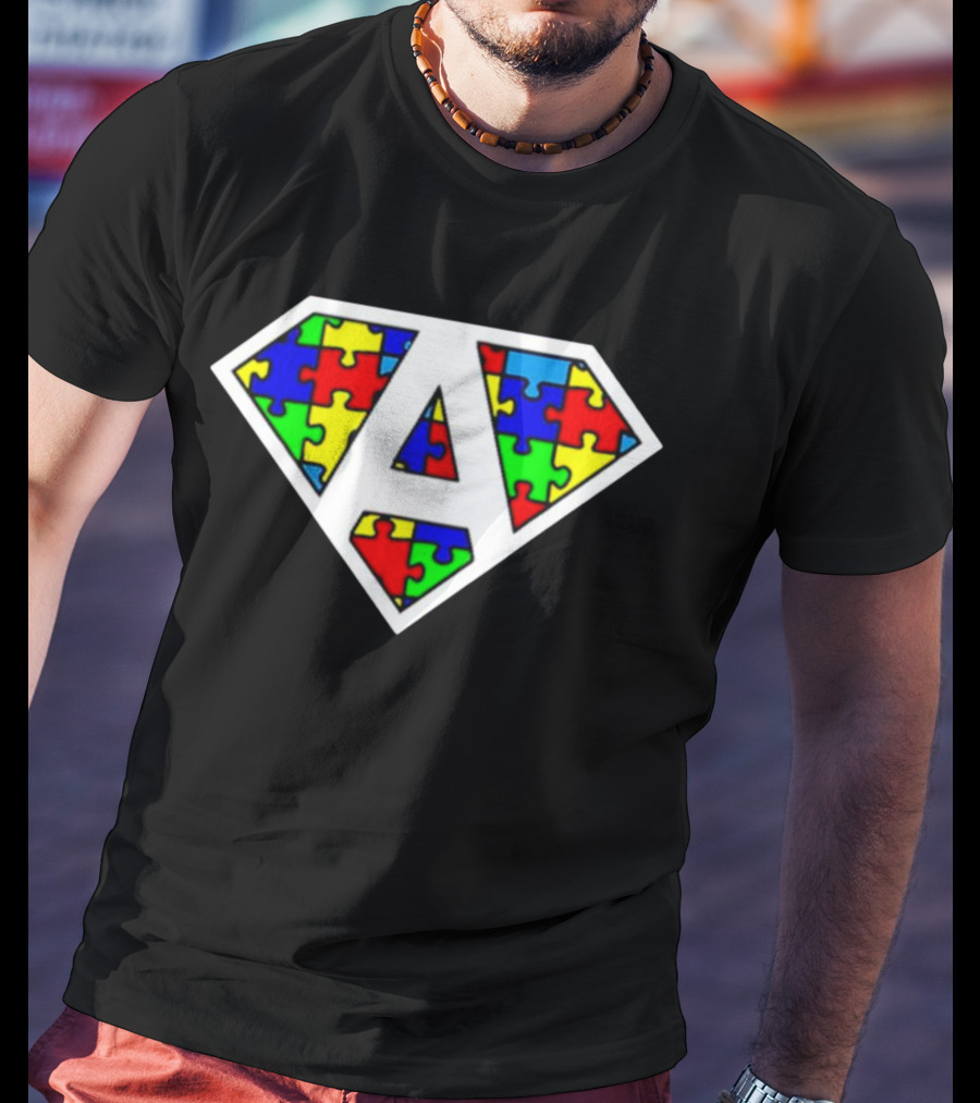 Autism Awareness Superhero Puzzle Emblem T-Shirt