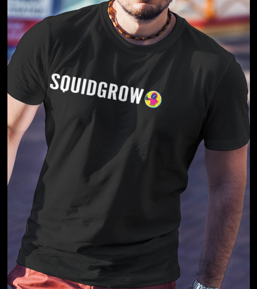 SQUiDGROW Bad Anthony Logo With Cartoon Character In Red And Yellow Circle T-Shirt