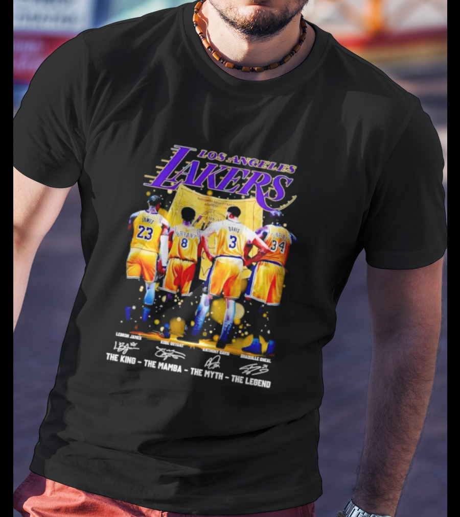 Los Angeles Lakers LeBron James Kobe Bryant Anthony Davis Shaquille O'Neal The King The Mamba The Myth The Legend T-Shirt
