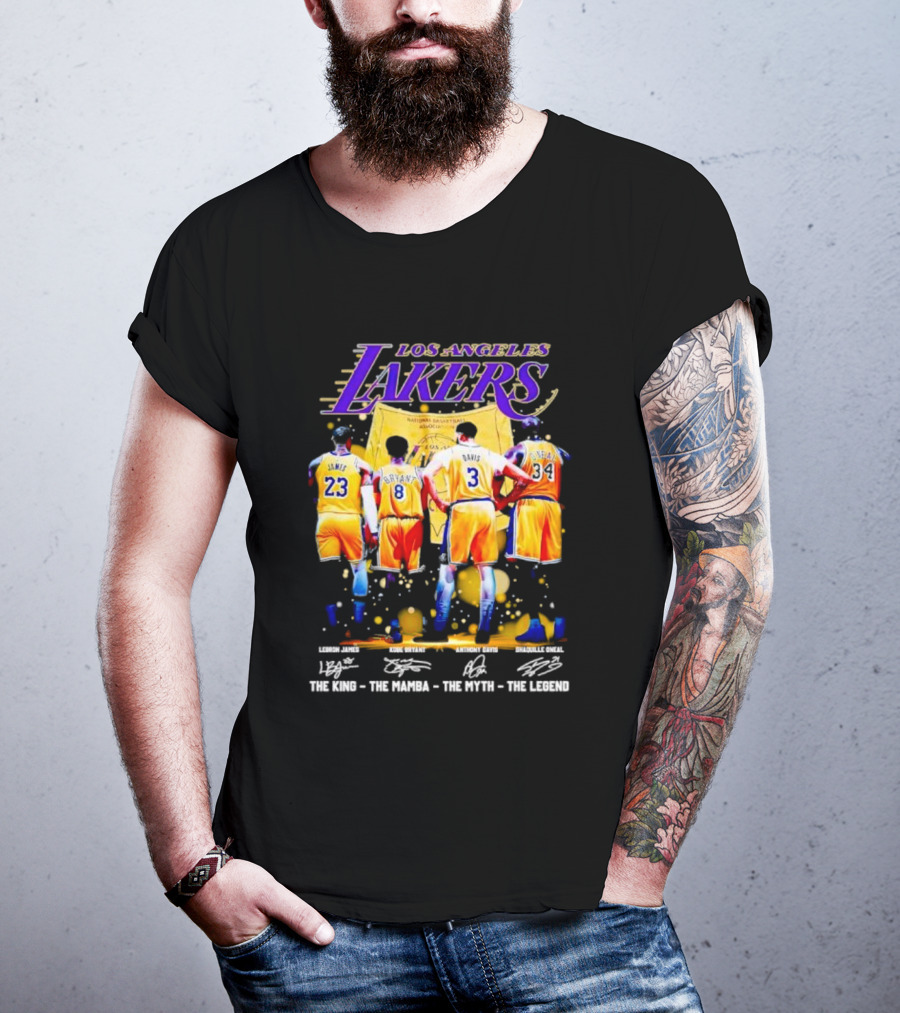Los Angeles Lakers LeBron James Kobe Bryant Anthony Davis Shaquille O'Neal The King The Mamba The Myth The Legend T-Shirt