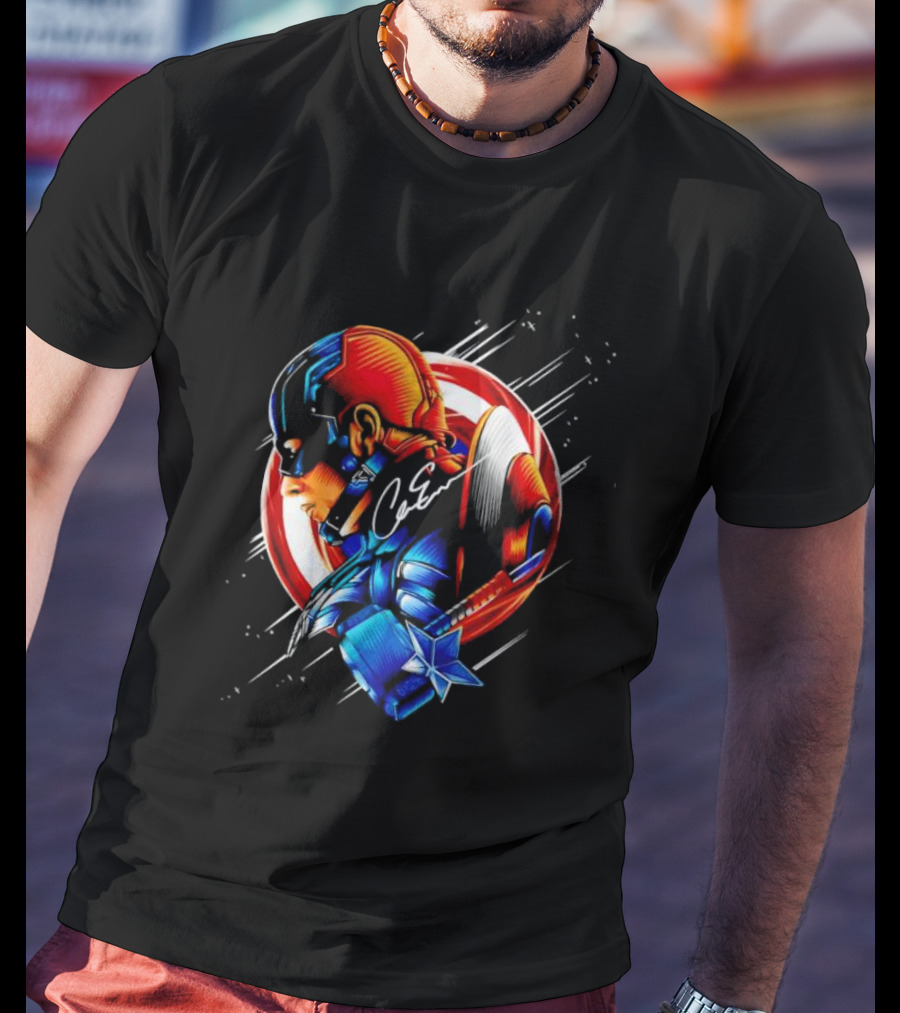 Captain America Profile With Shield Signature T-Shirt