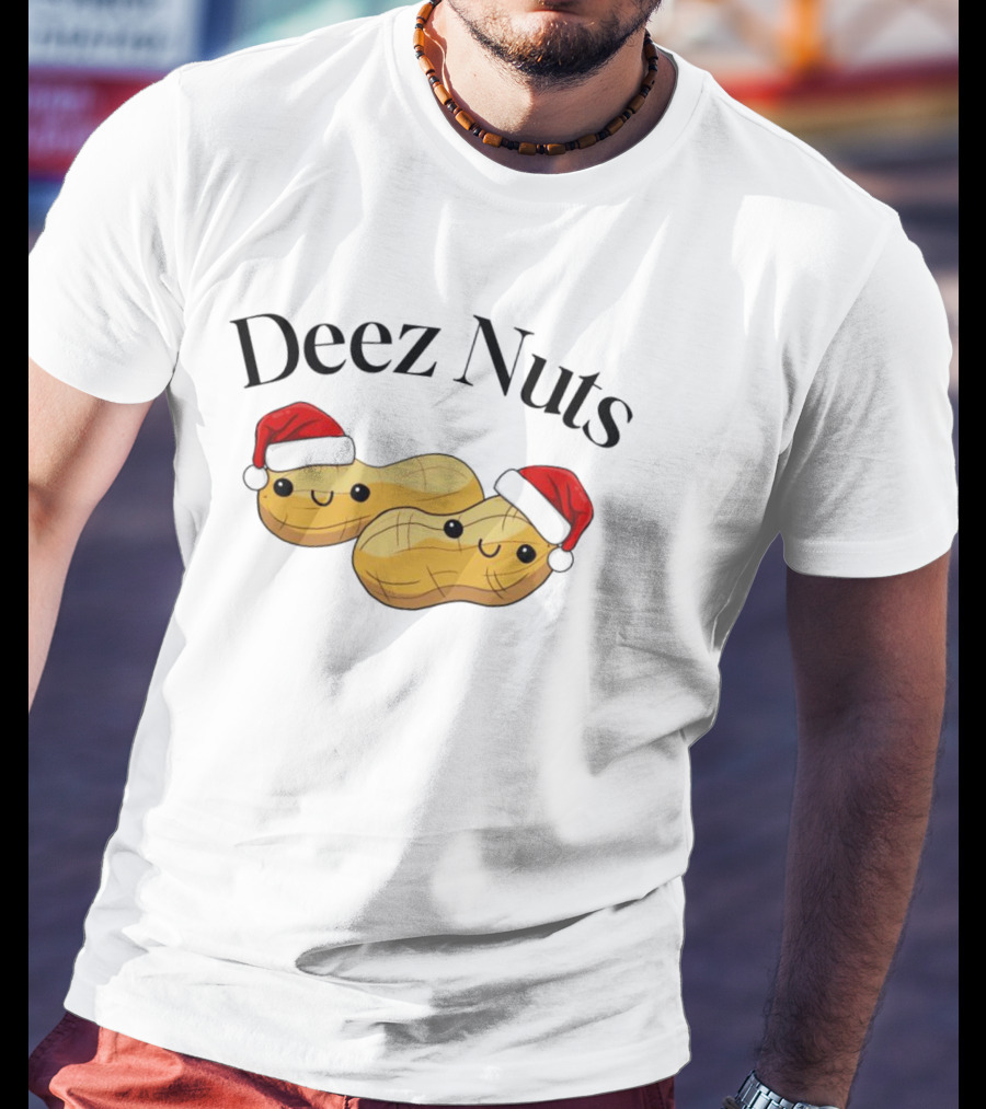 Santa Deez Nuts Merry Christmas Peanuts With Hats T-Shirt