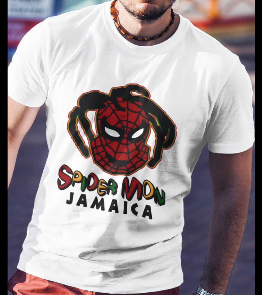 Spider Mon Jamaica Rasta Colors Face T-Shirt