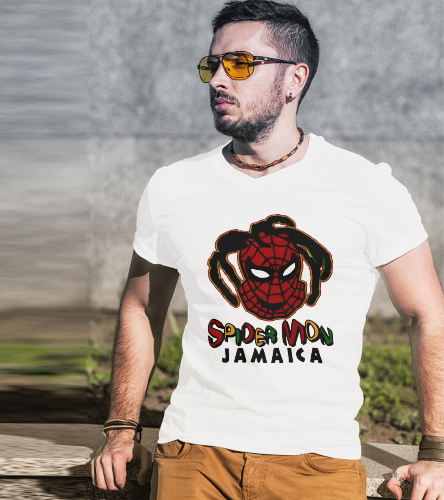 Spider Mon Jamaica Rasta Colors Face T-Shirt