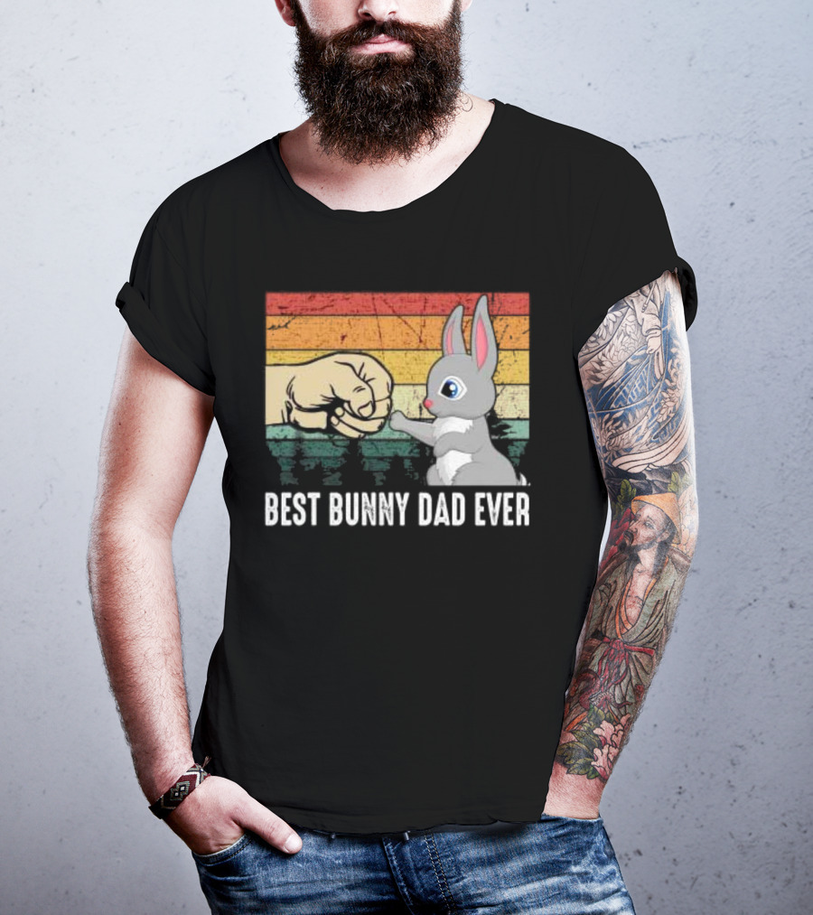 BEST BUNNY DAD EVER Vintage Fist Bump With Rabbit T-Shirt