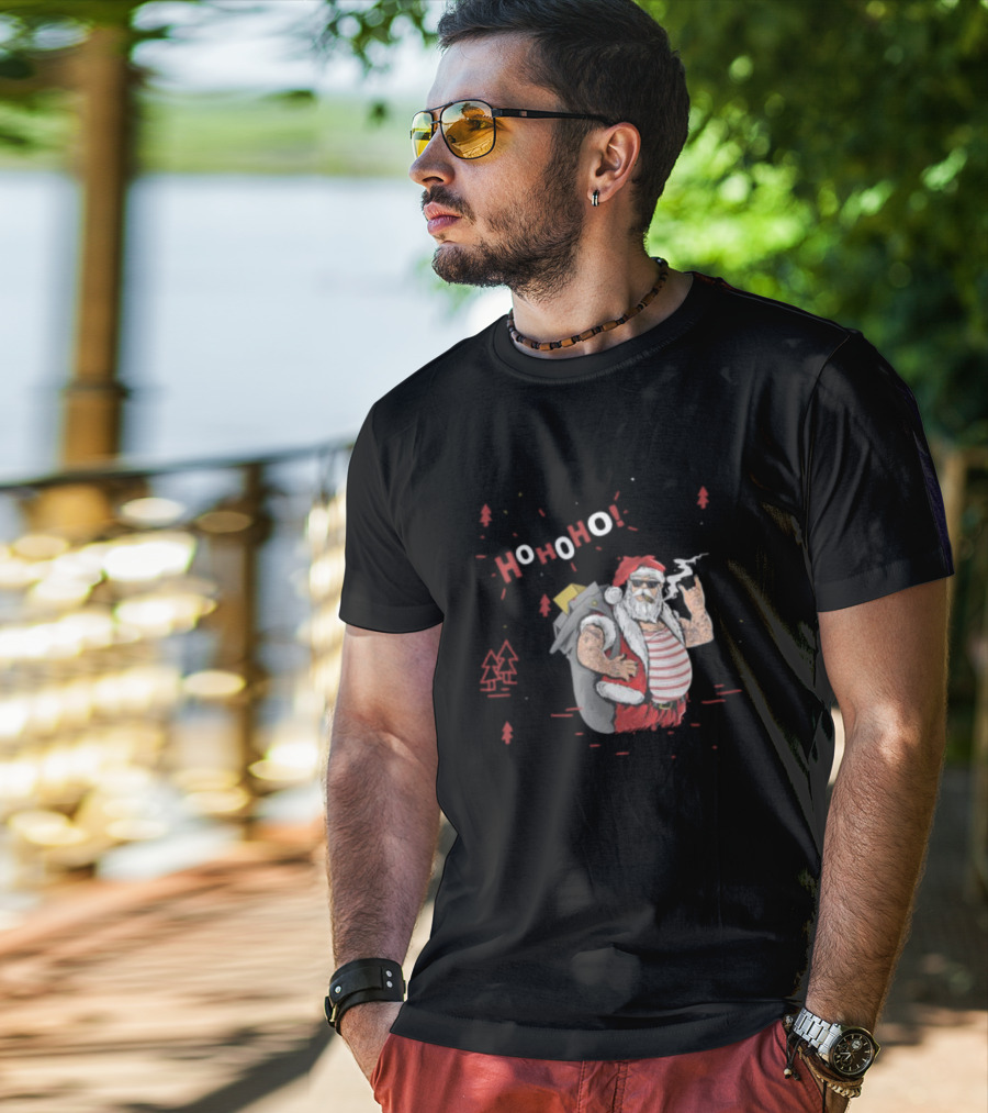 Santa Tricks With Ho Ho Ho Christmas T-Shirt