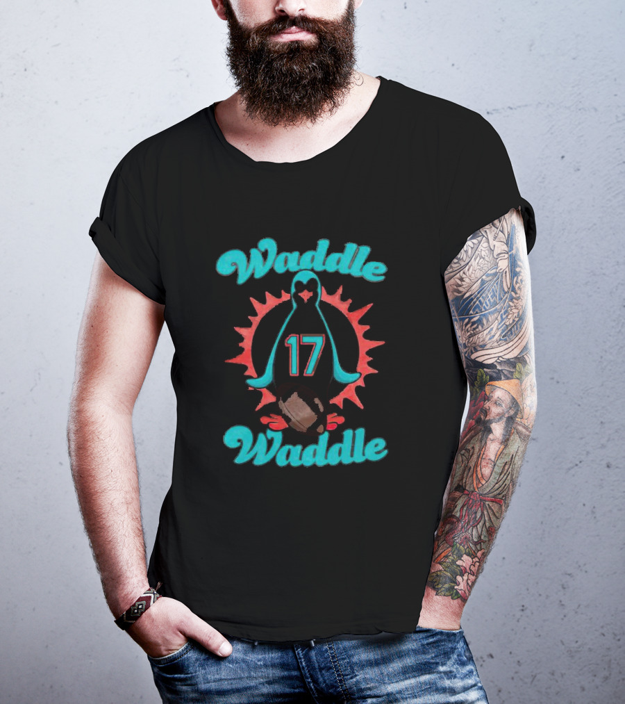 Waddle Waddle 17 Penguin Football Sunburst T-Shirt