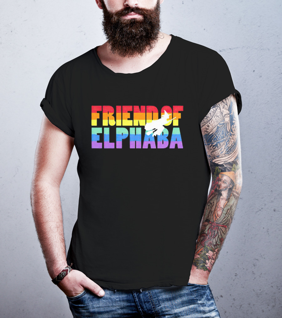 Friend Of Elphaba Pride Rainbow Flying Witch T-Shirt