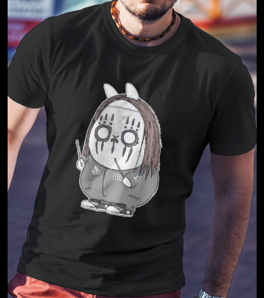 Joey Jordison Fuuki Bunny Drummer Character With Long Hair And Drumsticks T-Shirt