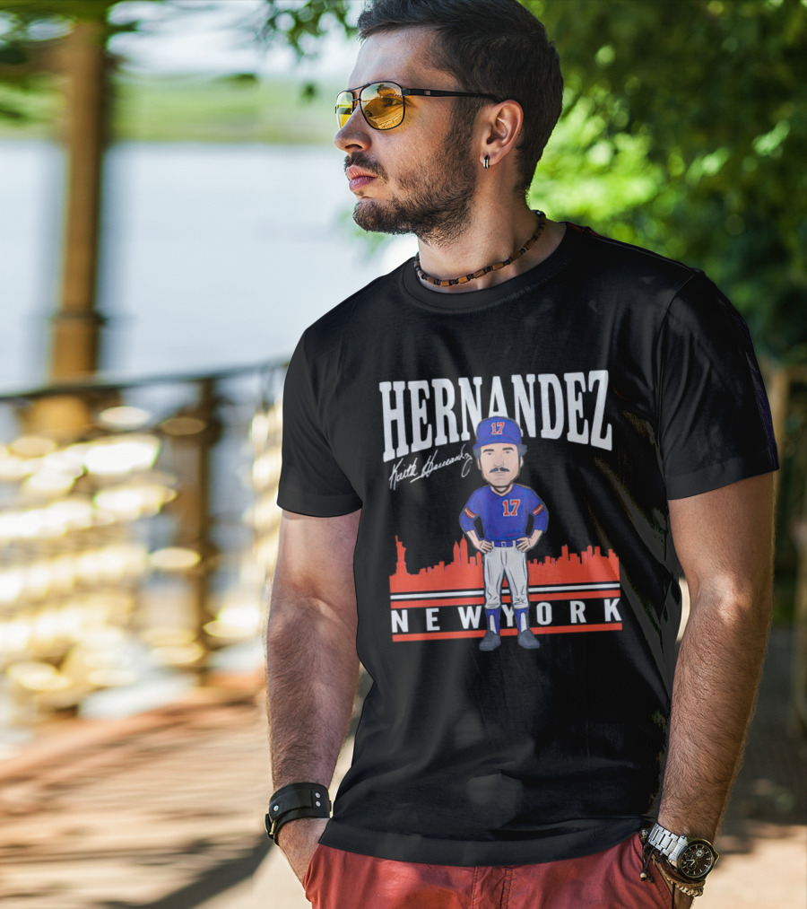 Hernandez Keith Hernandez Caricature New York 17 Signature T-Shirt