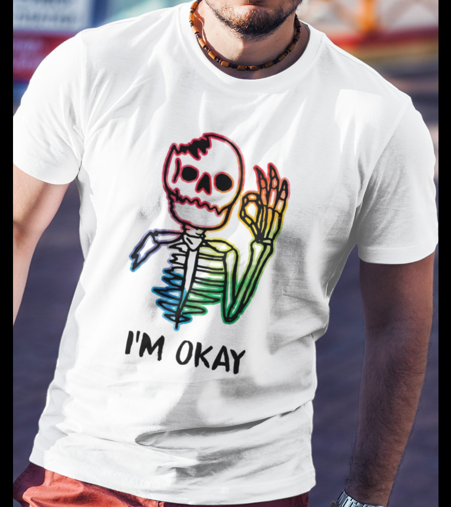 Skeleton Pride Gay Rainbow I'm Okay T-Shirt