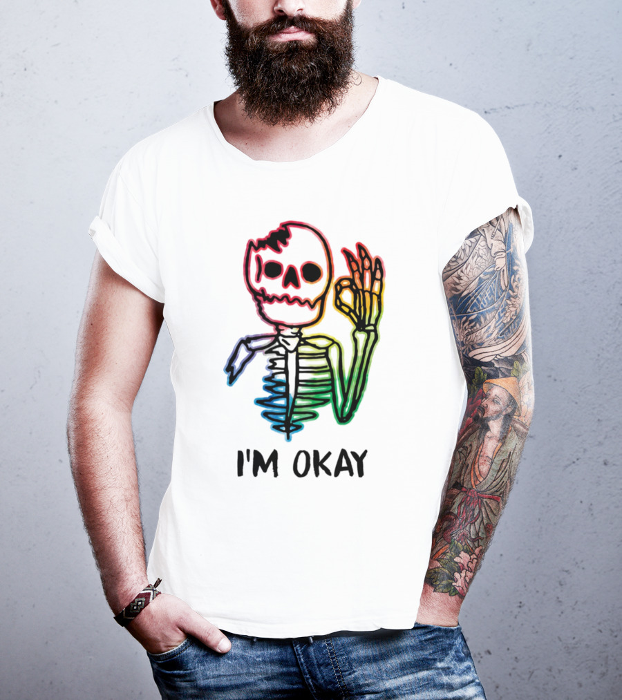 Skeleton Pride Gay Rainbow I'm Okay T-Shirt