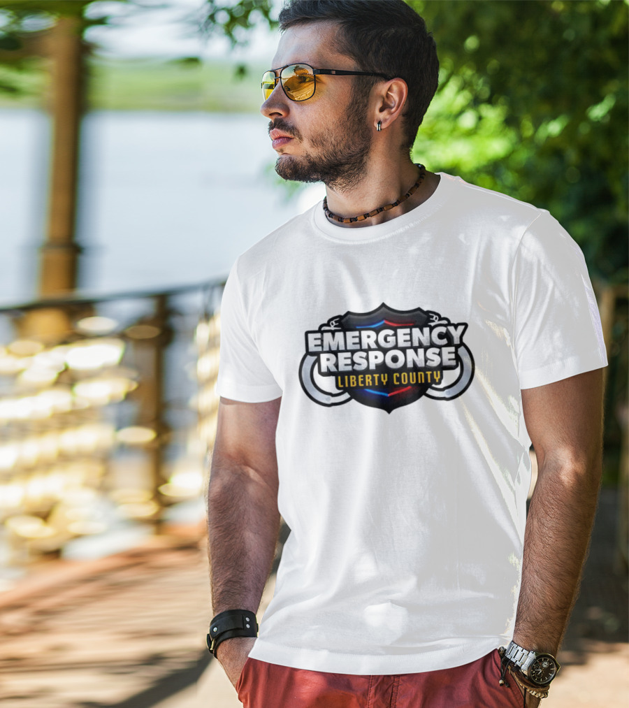 Emergency Response Liberty County Handcuff Shield Emblem T-Shirt