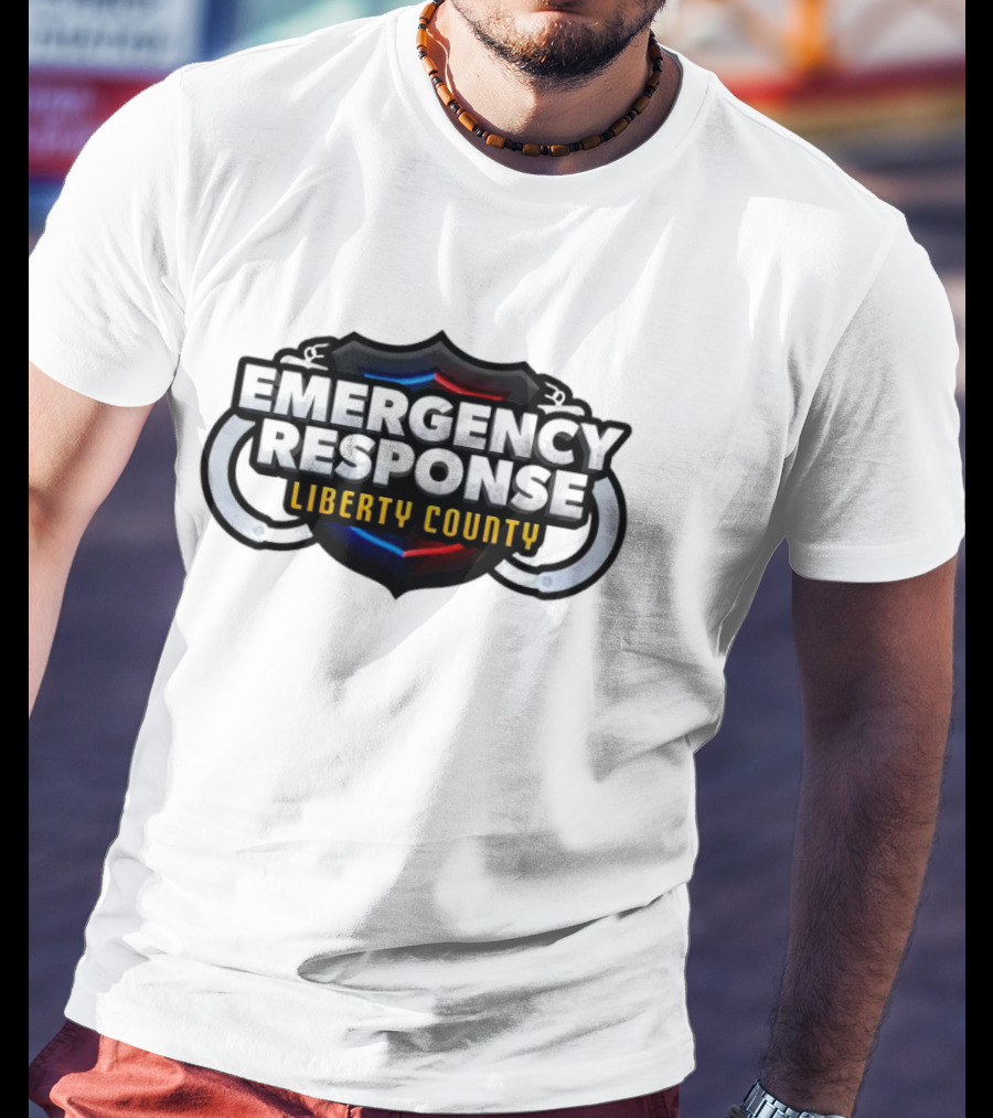 Emergency Response Liberty County Handcuff Shield Emblem T-Shirt