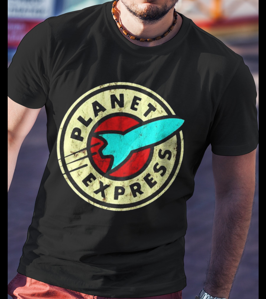Futurama Retro Planet Express Vintage Rocket Emblem T-Shirt