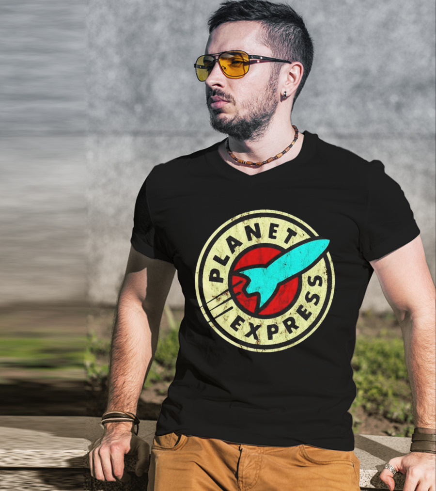 Futurama Retro Planet Express Vintage Rocket Emblem T-Shirt
