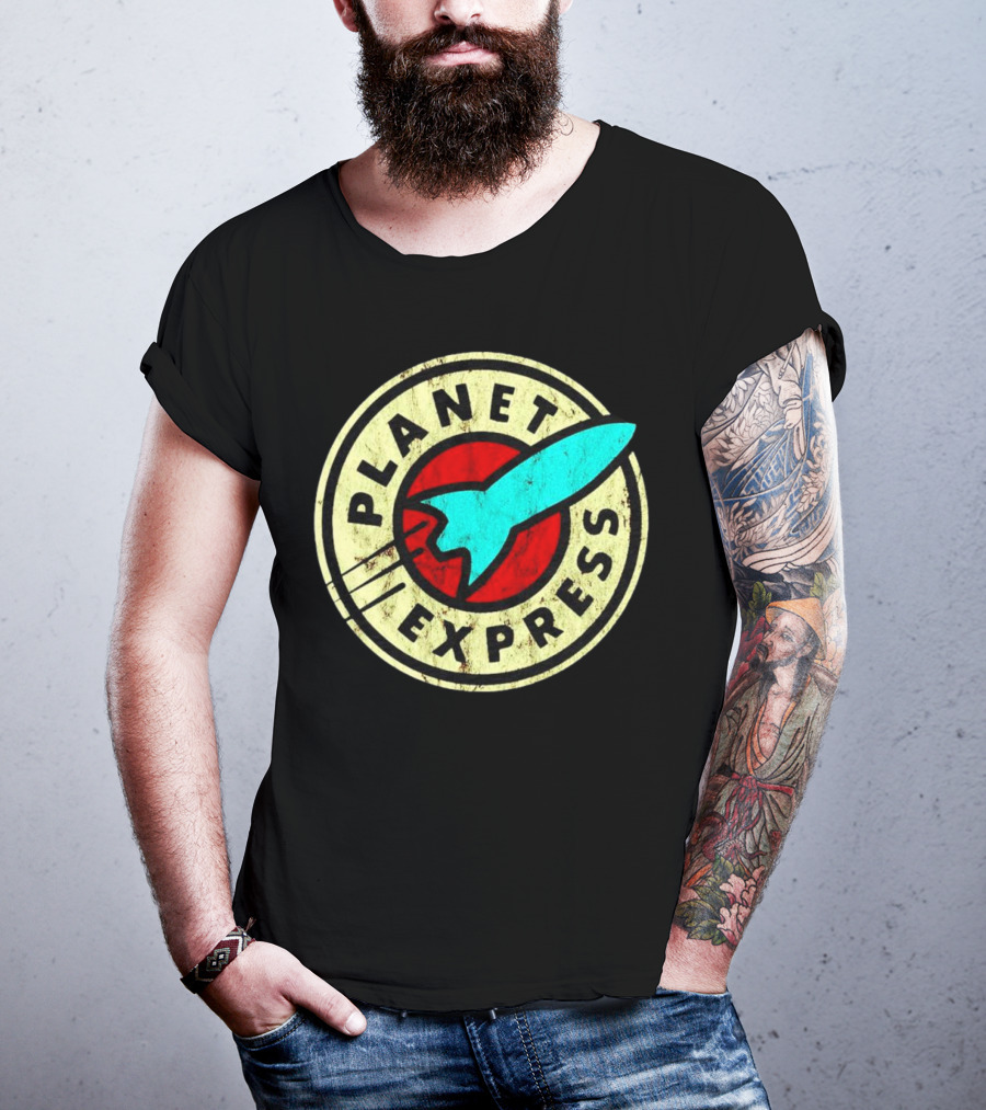 Futurama Retro Planet Express Vintage Rocket Emblem T-Shirt