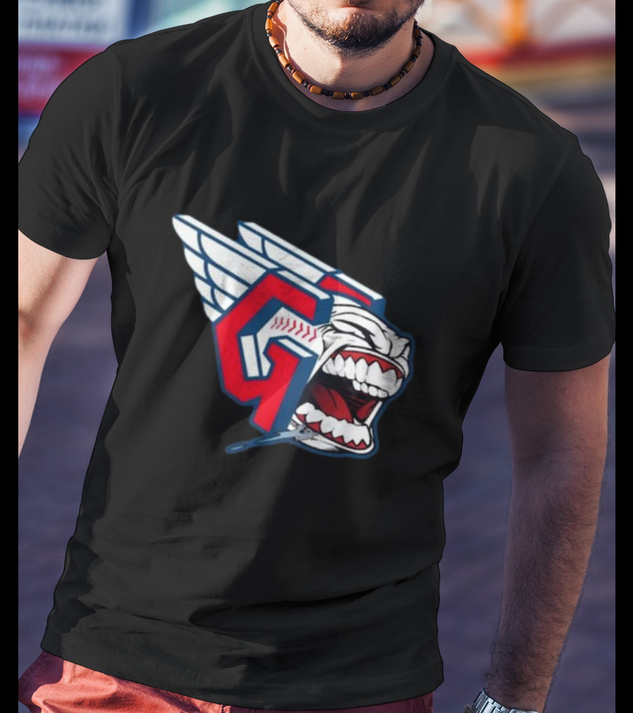 Cleveland Guardians Screaming G With Baseball Bat Wings T-Shirt