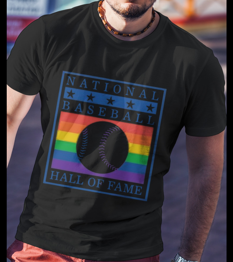 National Baseball Hall Of Fame Rainbow Pride Emblem T-Shirt