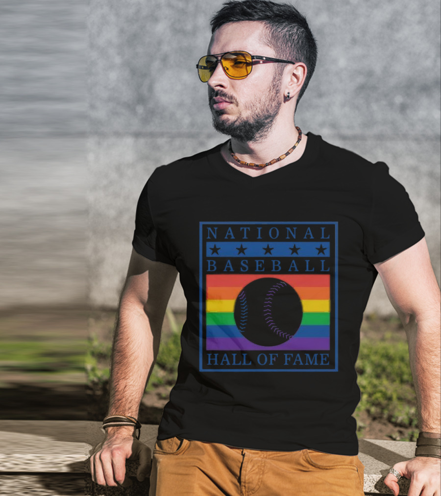 National Baseball Hall Of Fame Rainbow Pride Emblem T-Shirt