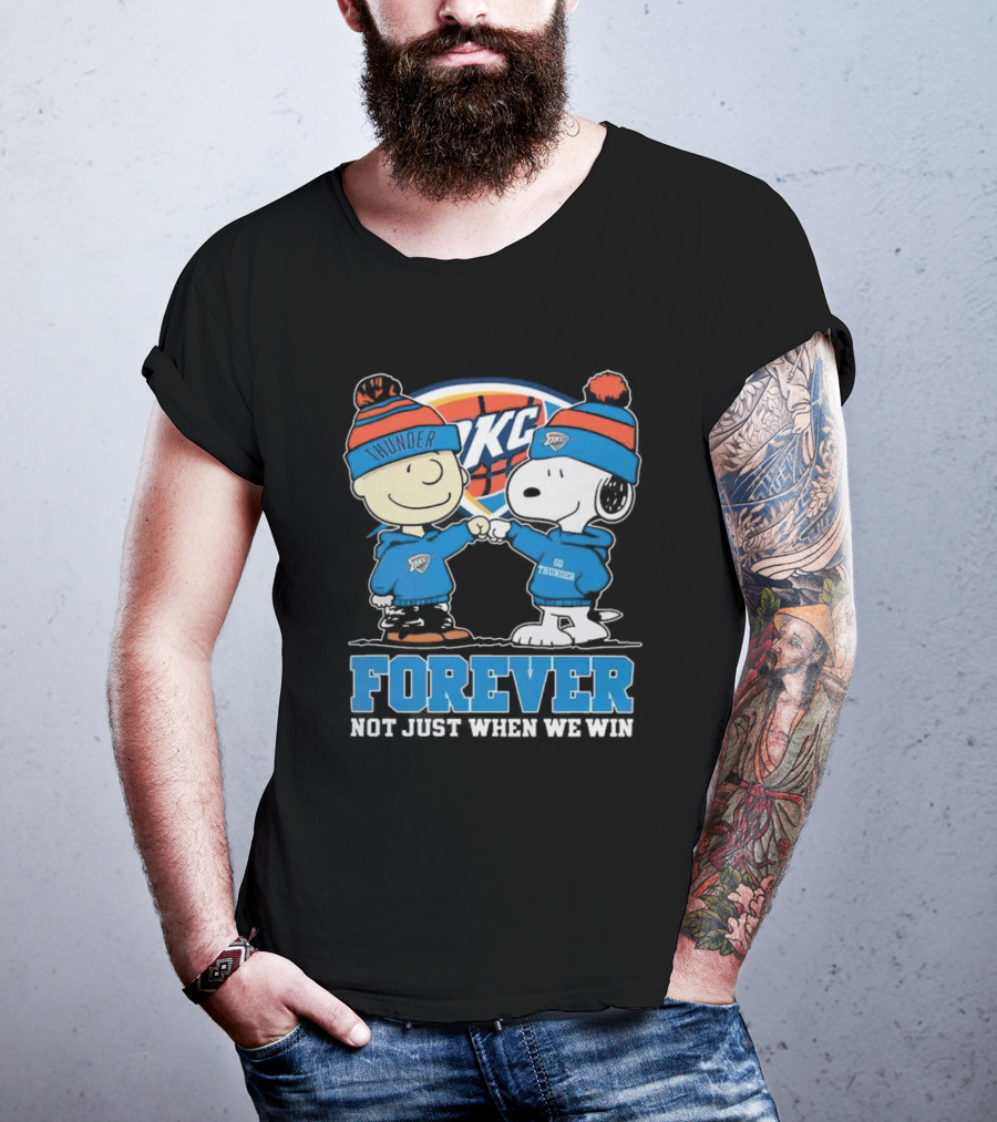 Snoopy Charlie Brown OKC Thunder Fist Bump Forever Not Just When We Win T-Shirt