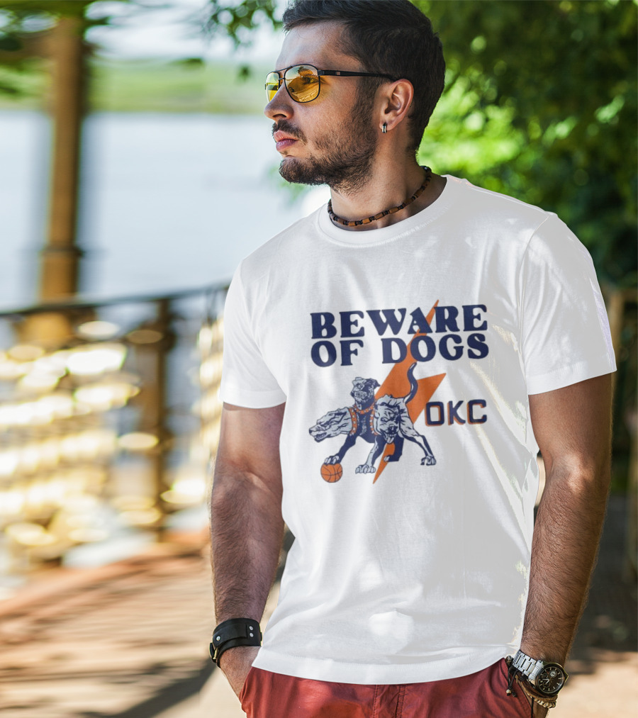 Beware Of Dogs OKC Thunder Basketball Team Lightning T-Shirt